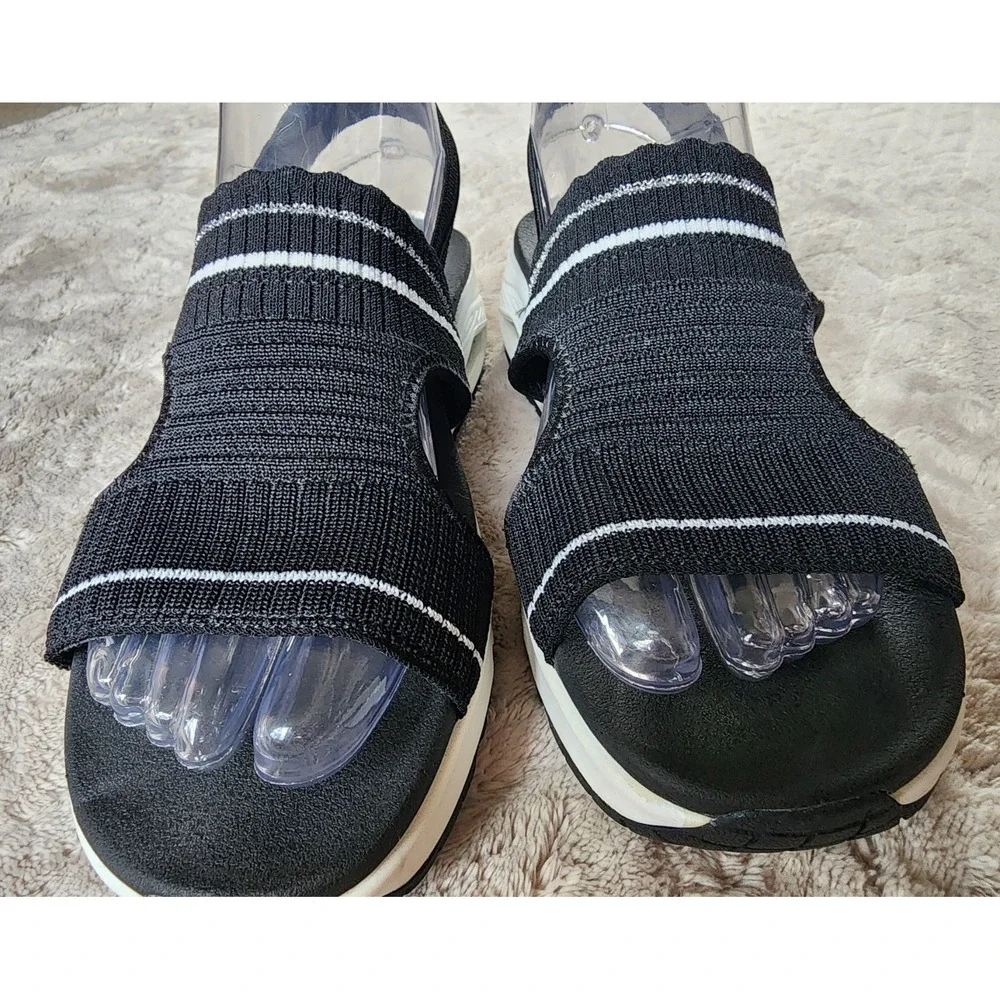 Skechers Uno Coolio Black White Sports Wedge Sandals Womens 7 119255
